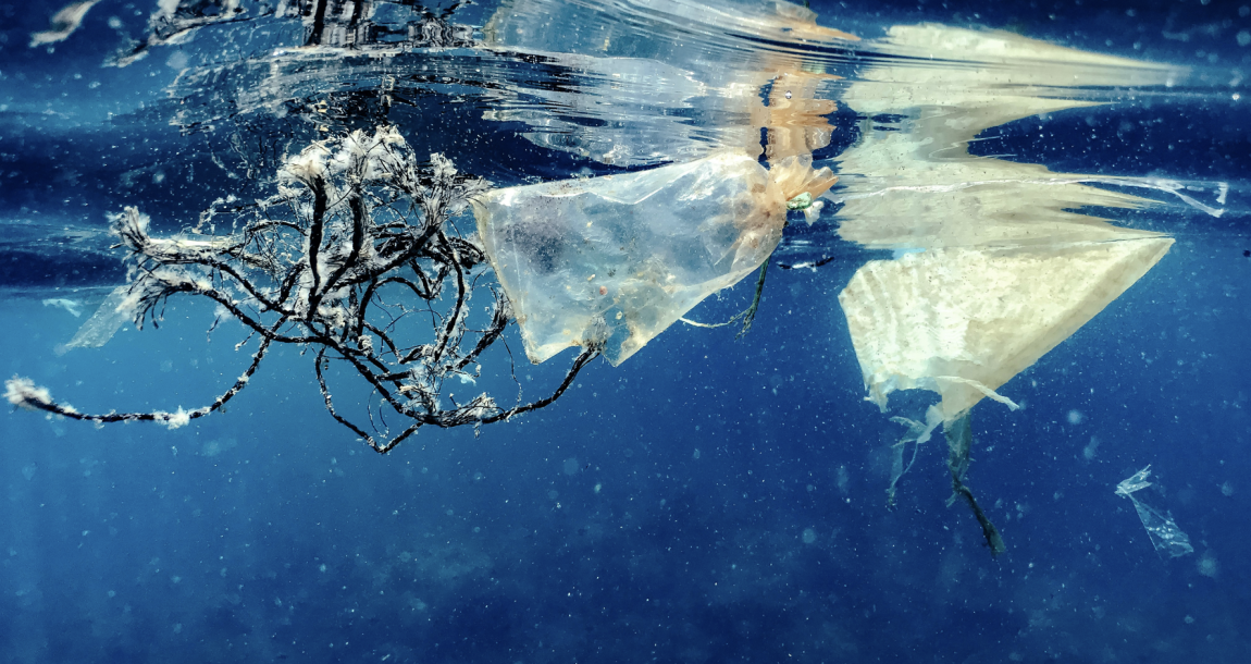 Floating plastic in the ocean