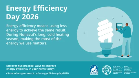 light blue graphic showing a drawing on the right side and text titled Energy Efficiency Day 2026 on the left side.